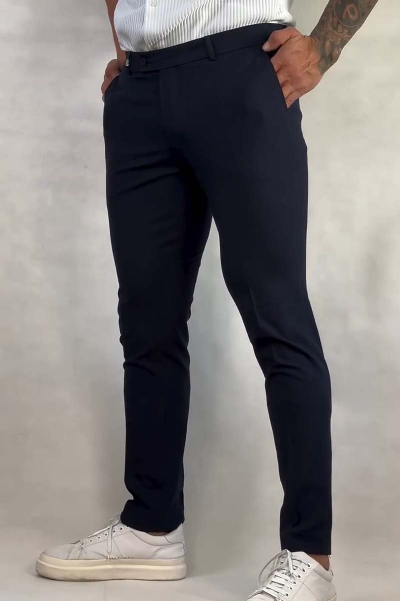 Men's casual fashion solid color slim trousers