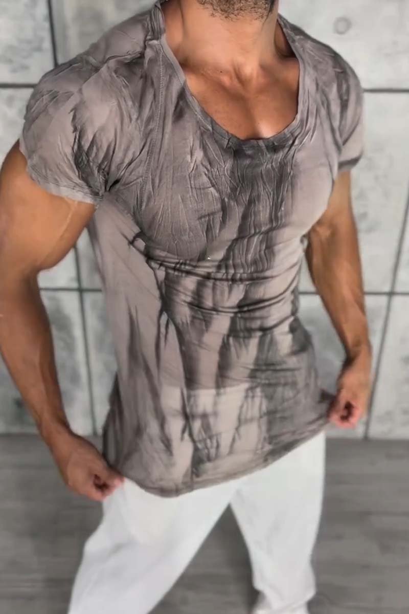 Men's Casual Printed Tight Short Sleeve T-Shirt