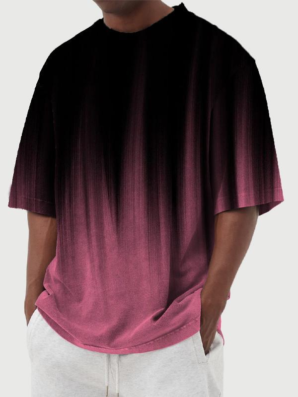 Men's Summer Casual Simple Gradient Printed Short-sleeved T-shirt