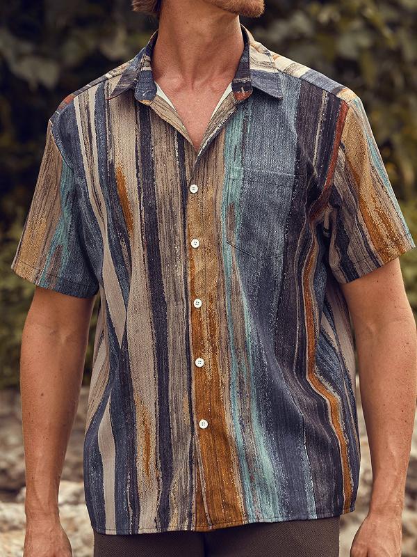 Casual Vacation Tough Guy Shirt Abstract Gradient Geometric Pattern Hawaiian Style Printed Shirt