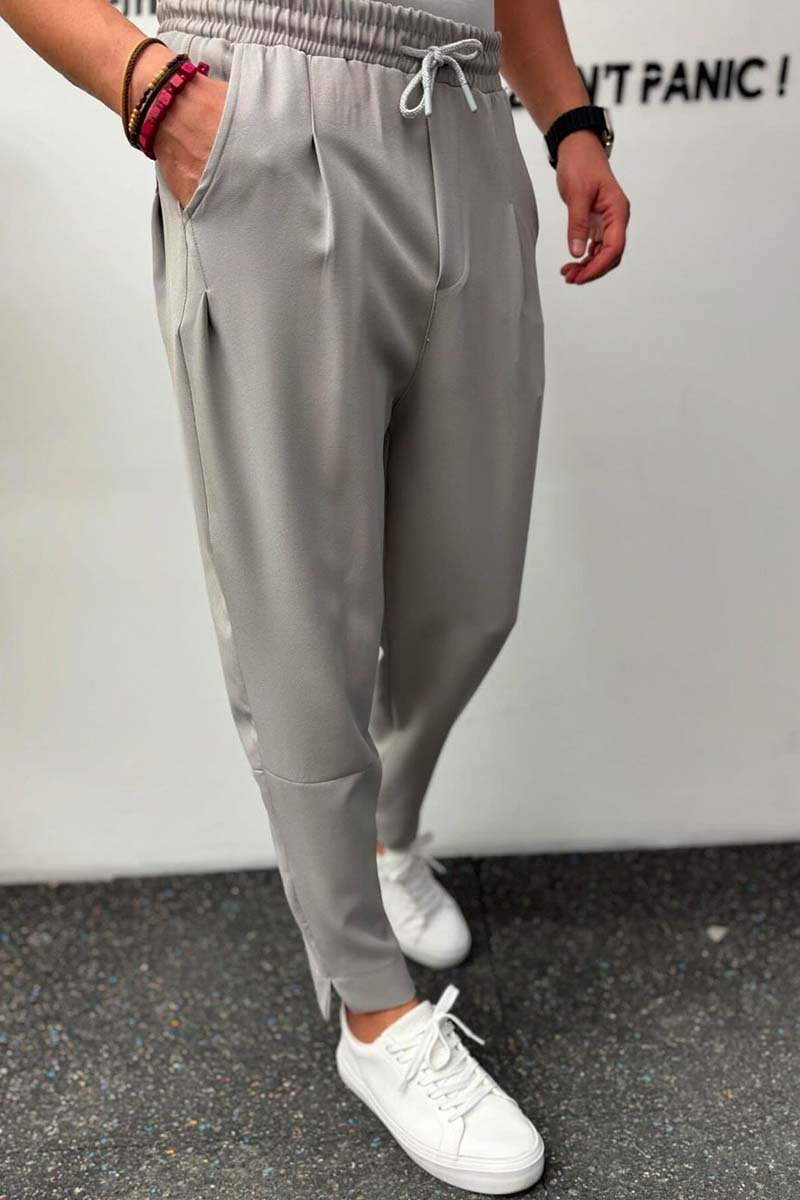 Men's casual elastic waist solid color trousers