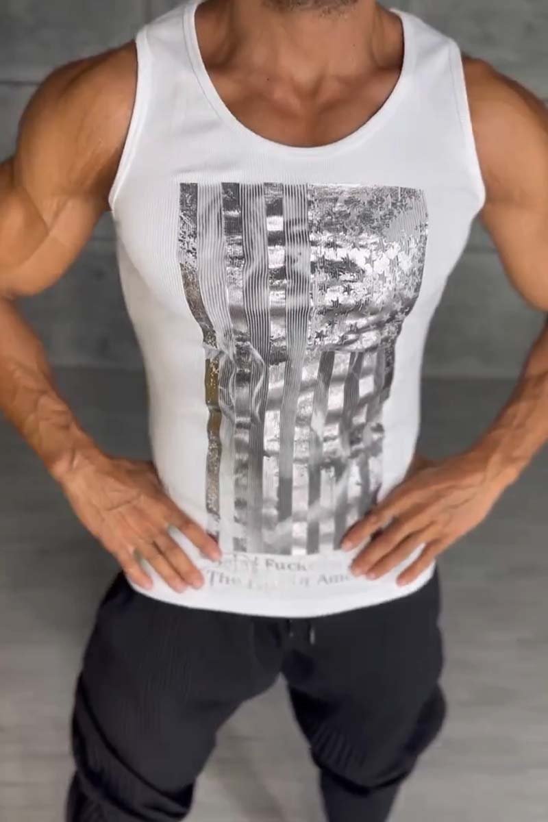 Men's Fashion Printed Tight Tank Top