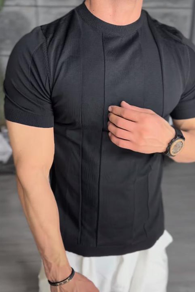 Men's Casual Slim Solid Color Round Neck Short Sleeve T-Shirt
