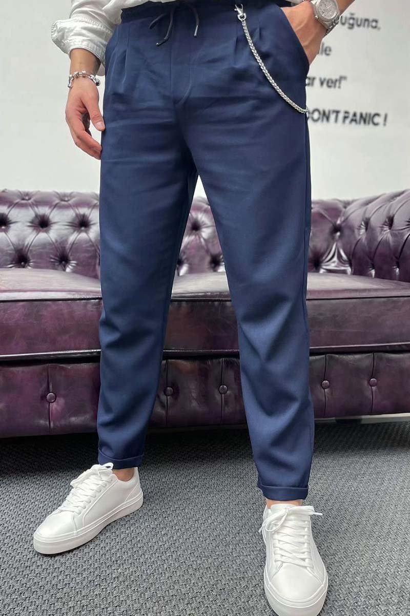 Men's casual chain elastic waist trousers