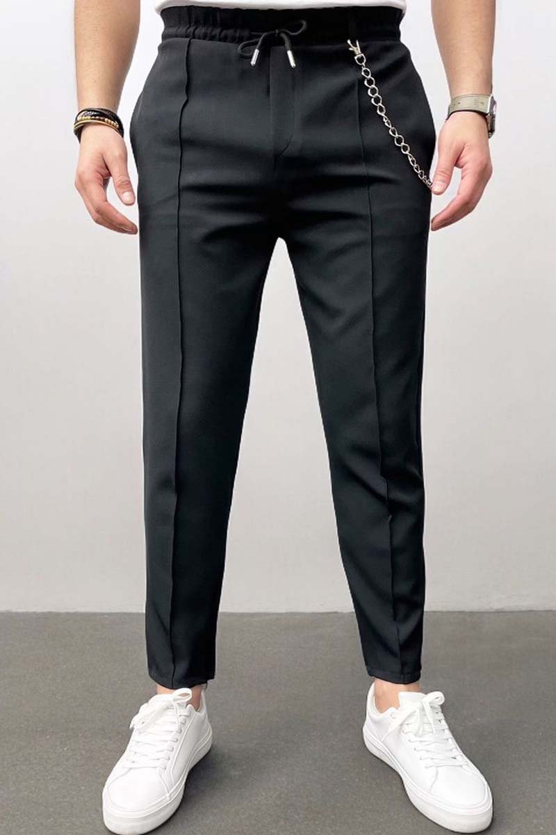 Men's casual chain elastic waist trousers