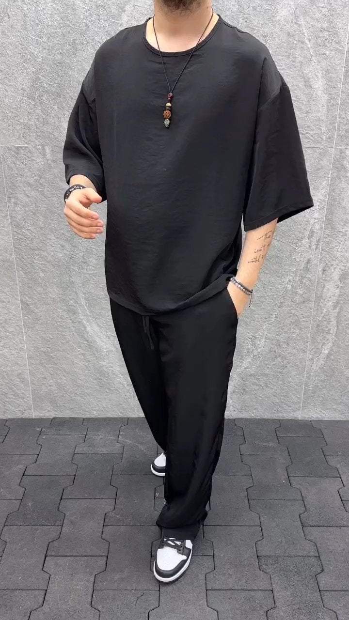Men's Round Neck Mid-length Sleeve Casual Suit