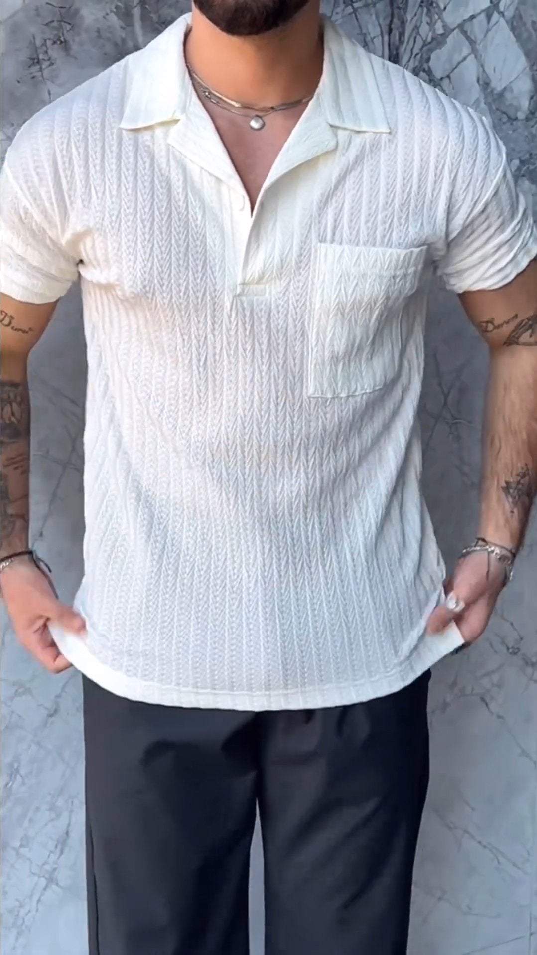 Men's Lapel Short-sleeved Top